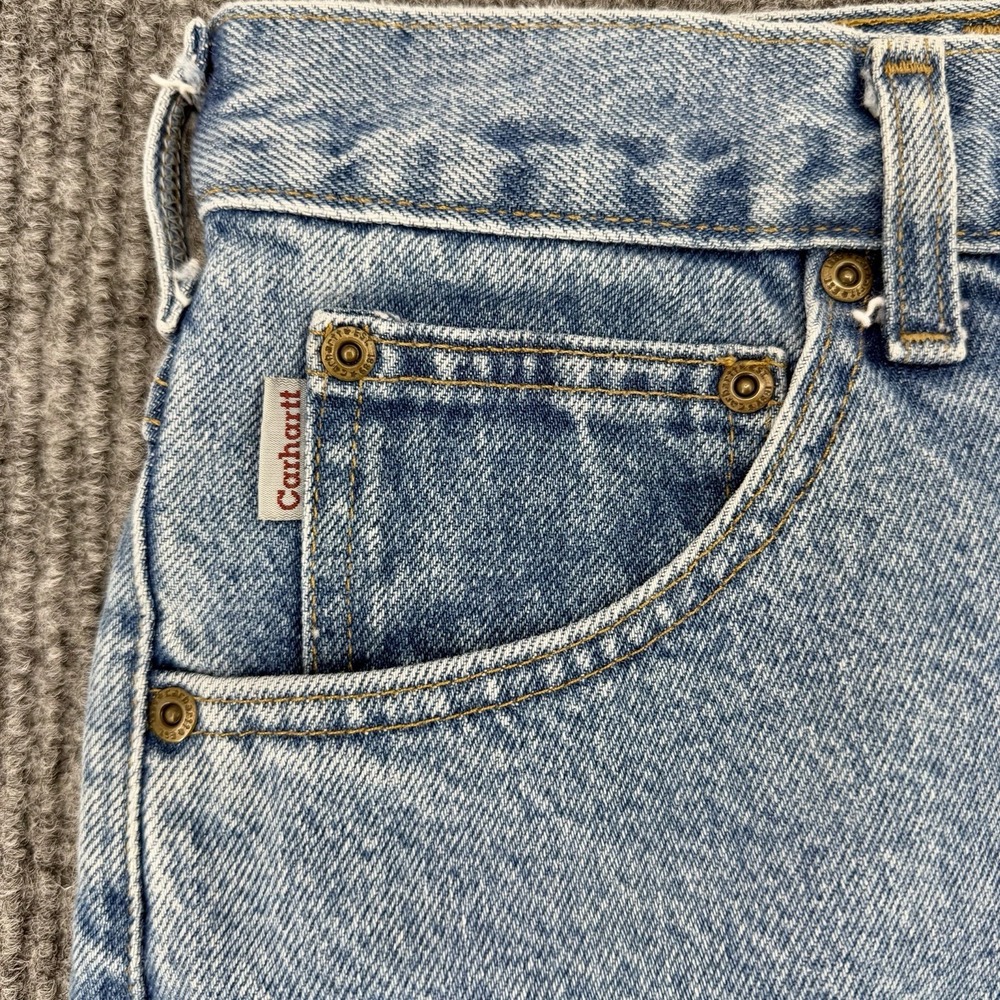 Carhartt Jeans Mens 48x30 Loose Fit Workwear Denim‎ Carpenter Light Wash - Picture 5 of 10